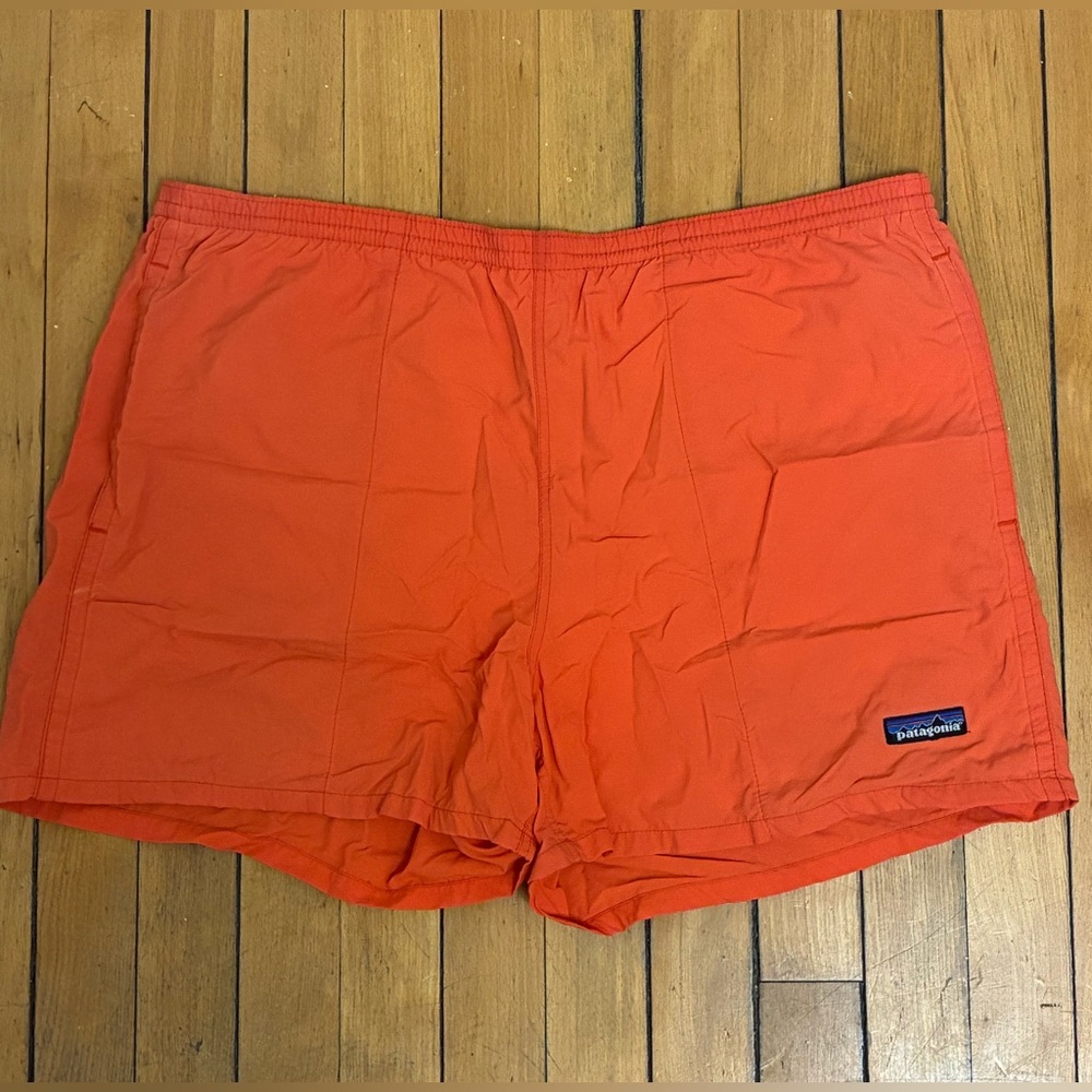 Patagonia men’s Orange Athletic Shorts with mesh